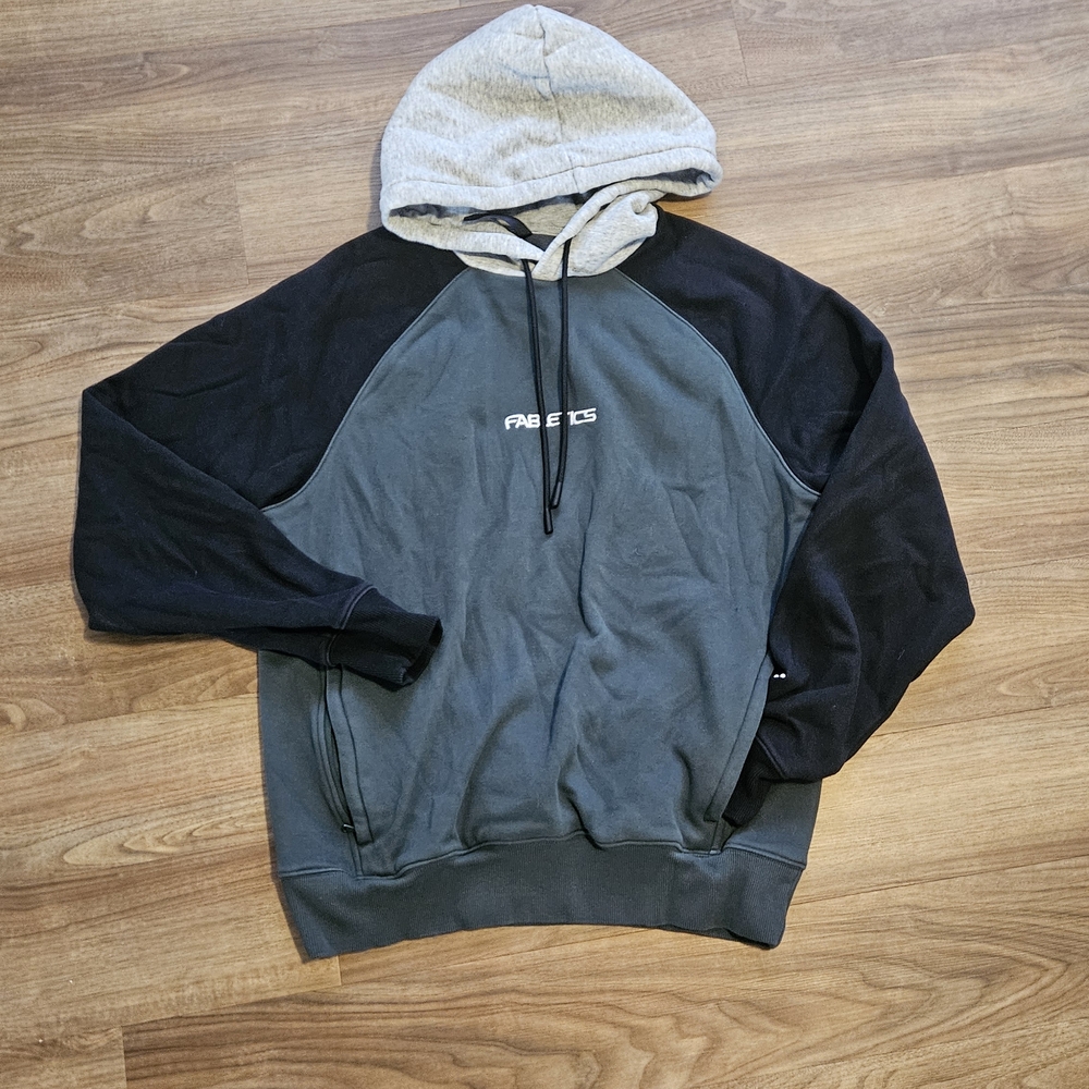 Fabletics Men's Black, Green and Gray Hoodie Sweater